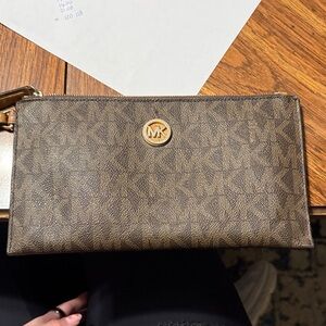 Michael Kors Brown and Gold Clutch